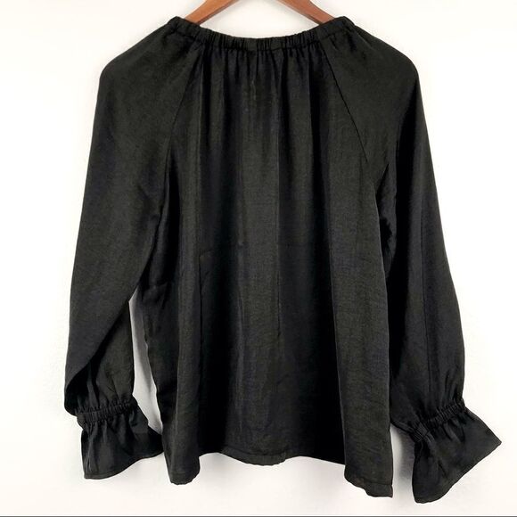Banana Republic Long Sleeve Gathered Top Black Size S - Picture 2 of 5